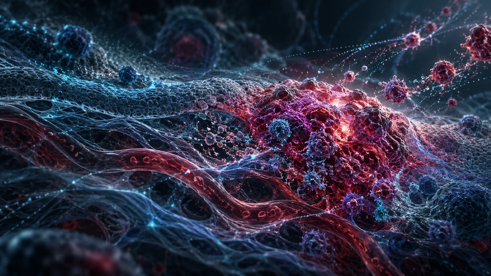 Umělecká vědecká ilustrace dynamiky biologických stavů
